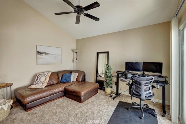 41555 Avenida De La Reina, Temecula, CA 92592 - carpeted office space featuring a ceiling fan and vaulted ceiling