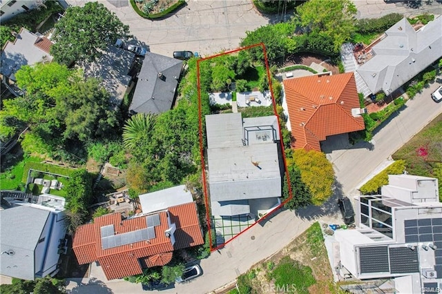 1923 Hollyvista, Los Angeles, CA 90027 - aerial view of residential area with property parcel outlined