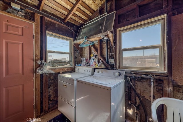 503 California Ave, Needles, CA 92363 - laundry room with washing machine and clothes dryer and wood ceiling