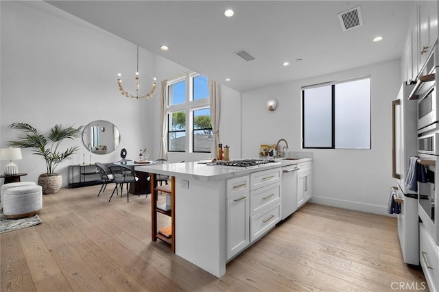 2004 Grant Ave Unit B, Redondo Beach, CA 90278 - kitchen featuring appliances with stainless steel finishes, a peninsula, white cabinets, light countertops, and recessed lighting