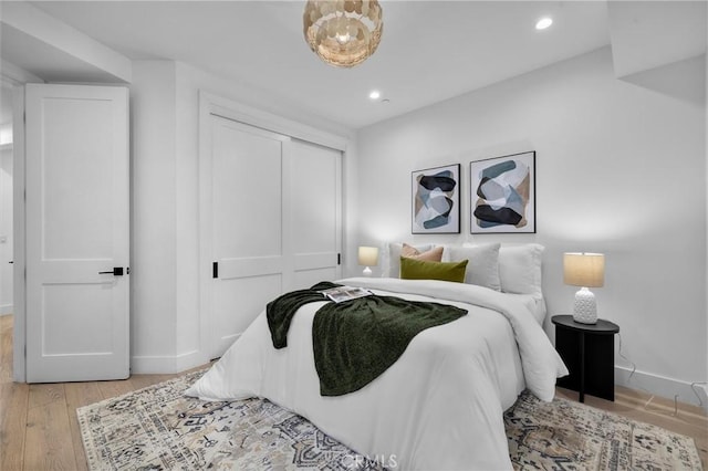 2004 Grant Ave Unit B, Redondo Beach, CA 90278 - bedroom featuring a closet, recessed lighting, and light wood-type flooring