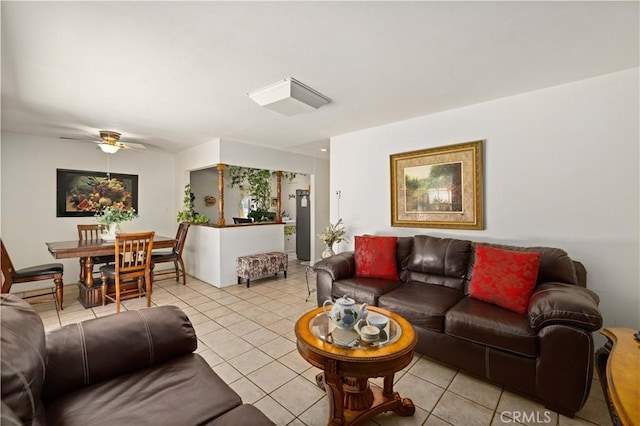 38614 Puerta Ave, Palmdale, CA 93550 - living room with light tile patterned flooring and ceiling fan