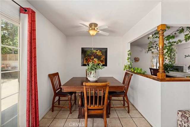 38614 Puerta Ave, Palmdale, CA 93550 - dining area featuring light tile patterned floors and ceiling fan