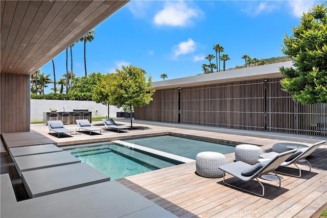 2460 Monaco Dr, Laguna Beach, CA 92651 - view of swimming pool featuring a wooden deck