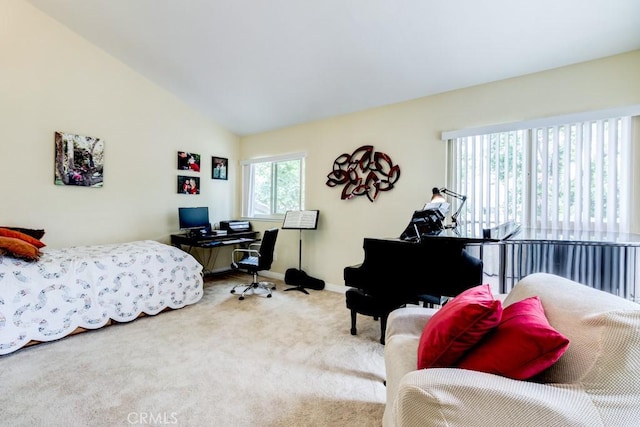 1666 Albany Ct, Claremont, CA 91711 - bedroom featuring carpet flooring, lofted ceiling, and an office area