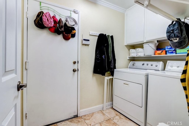 1666 Albany Ct, Claremont, CA 91711 - laundry area with cabinet space, washing machine and dryer, and ornamental molding