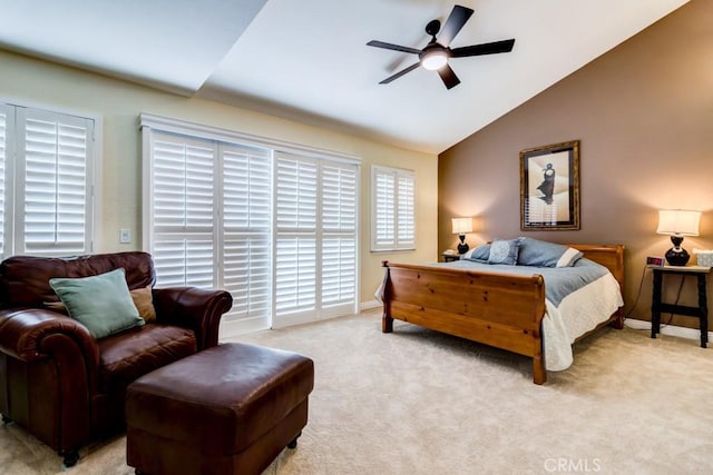 1666 Albany Ct, Claremont, CA 91711 - bedroom with vaulted ceiling, light colored carpet, and a ceiling fan