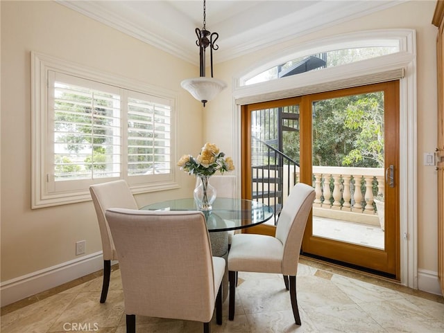 120 Via Alameda, Redondo Beach, CA 90277 - dining area featuring healthy amount of natural light, crown molding, and baseboards