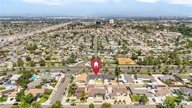1257 N Brookhurst St, Anaheim, CA 92801 - aerial view of property and surrounding area with nearby suburban area