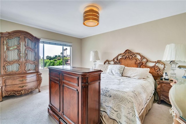 15850 Arbela Dr, Whittier, CA 90603 - bedroom featuring light carpet and ornamental molding
