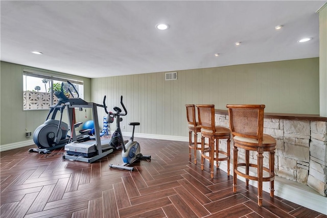 15850 Arbela Dr, Whittier, CA 90603 - workout room featuring baseboards and a bar