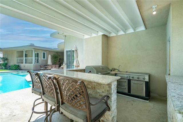 15850 Arbela Dr, Whittier, CA 90603 - view of patio / terrace featuring area for grilling and an outdoor pool