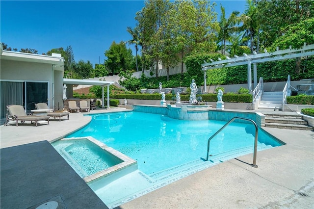 15850 Arbela Dr, Whittier, CA 90603 - view of pool featuring a pool with connected hot tub and a patio