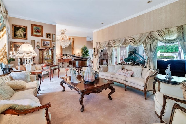 15850 Arbela Dr, Whittier, CA 90603 - living room with a chandelier and ornamental molding