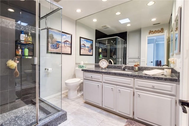 64 Seacrest Ct, Long Beach, CA 90803 - full bath featuring a stall shower, vanity, and recessed lighting