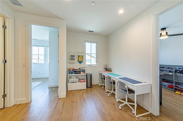 20754 W Bur Oak Cir, Porter Ranch, CA 91326 - office with light wood-style floors, healthy amount of natural light, and recessed lighting