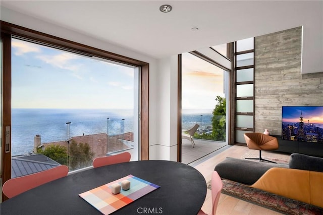 2517 Iris Way, Laguna Beach, CA 92651 - living area with floor to ceiling windows, wood finished floors, and a water view