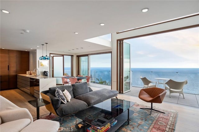 2517 Iris Way, Laguna Beach, CA 92651 - living area featuring light wood finished floors and recessed lighting