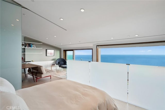 2517 Iris Way, Laguna Beach, CA 92651 - bedroom featuring a water view, recessed lighting, and wood finished floors