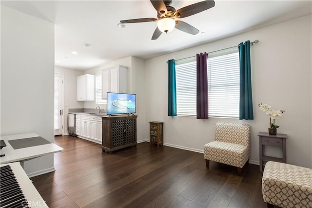34901 Limecrest Pl, Murrieta, CA 92563 - living room with dark wood-type flooring, ceiling fan, and recessed lighting