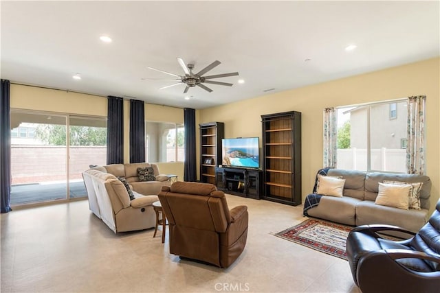 34901 Limecrest Pl, Murrieta, CA 92563 - living area featuring ceiling fan and recessed lighting