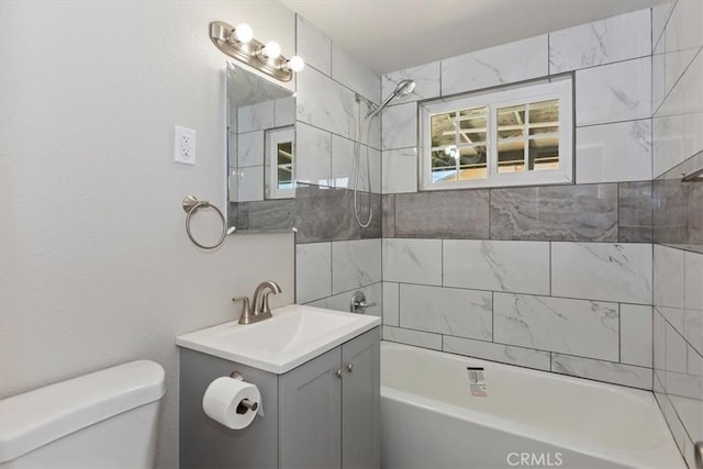 35010 Cedar Rd, Barstow, CA 92311 - full bath featuring toilet, vanity, and bathing tub / shower combination