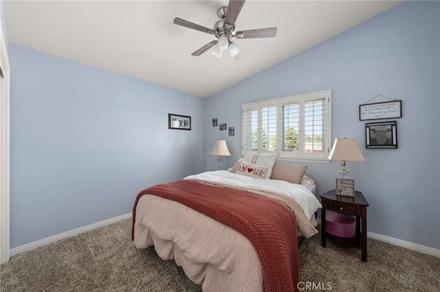 1938 N Quince Way, Upland, CA 91784 - carpeted bedroom with lofted ceiling, baseboards, and a ceiling fan