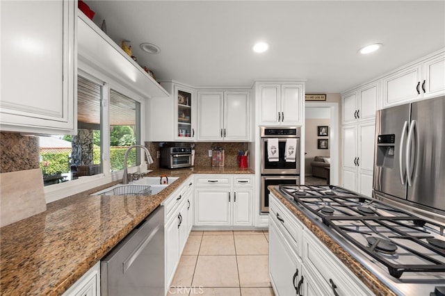 1938 N Quince Way, Upland, CA 91784 - kitchen featuring stainless steel appliances, a sink, tasteful backsplash, white cabinetry, and recessed lighting