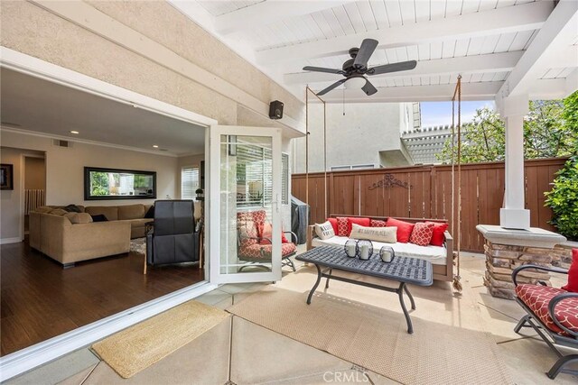 5020 Windy Cir, Yorba Linda, CA 92887 - view of patio / terrace with outdoor lounge area and a ceiling fan
