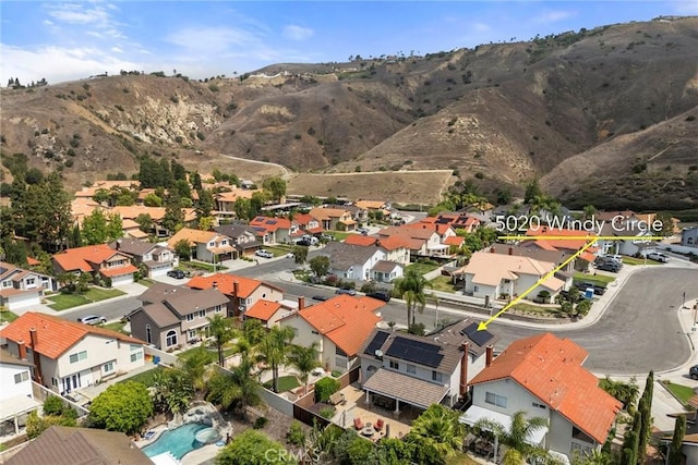 5020 Windy Cir, Yorba Linda, CA 92887 - aerial view of residential area with a mountainous background