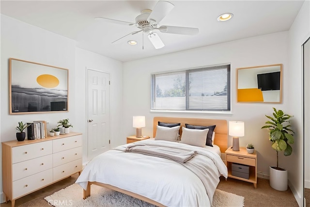 2241 Cordero Ave, Simi Valley, CA 93065 - carpeted bedroom featuring recessed lighting and a ceiling fan