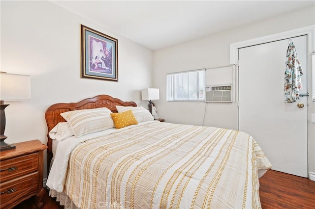 382 N Palomares St, Pomona, CA 91767 - bedroom featuring dark wood-style floors and cooling unit