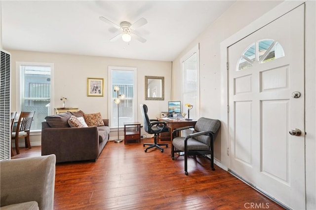 382 N Palomares St, Pomona, CA 91767 - office space featuring ceiling fan and wood finished floors