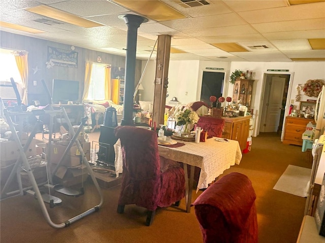 38727 State Highway 96, Klamath River, CA 96050 - carpeted dining room with a drop ceiling