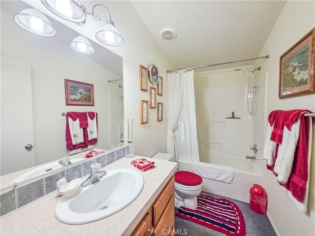 38727 State Highway 96, Klamath River, CA 96050 - bathroom featuring vanity, toilet, and shower / bath combo with shower curtain
