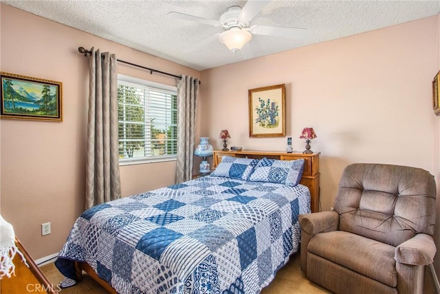 100 Waters Ct, Redlands, CA 92374 - bedroom featuring a textured ceiling, carpet, and a ceiling fan