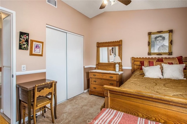 100 Waters Ct, Redlands, CA 92374 - carpeted bedroom with a closet and a ceiling fan