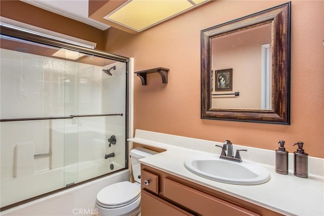 100 Waters Ct, Redlands, CA 92374 - bathroom featuring toilet, vanity, and enclosed tub / shower combo