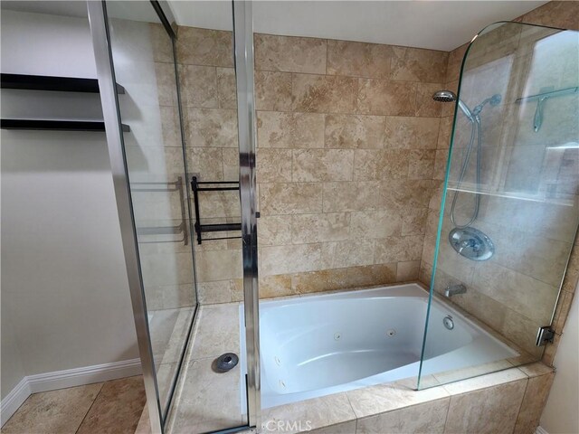 10450 Balboa Blvd, Granada Hills, CA 91344 - bathroom featuring baseboards, tile patterned floors, and a combined bath / shower with jetted tub