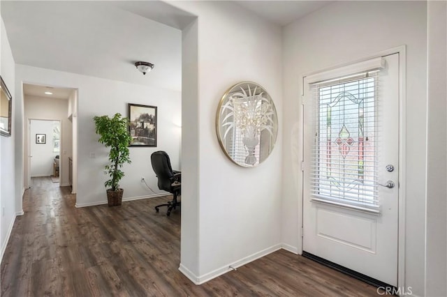 197 Inkster Way, Hemet, CA 92545 - foyer entrance with dark wood finished floors and healthy amount of natural light