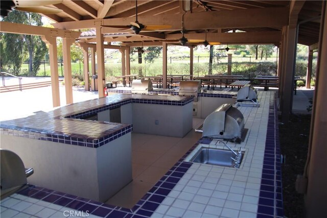 197 Inkster Way, Hemet, CA 92545 - view of patio with an outdoor kitchen and ceiling fan