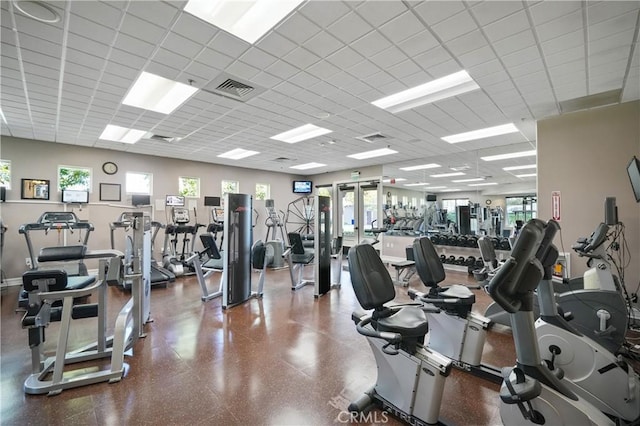 197 Inkster Way, Hemet, CA 92545 - gym featuring a drop ceiling
