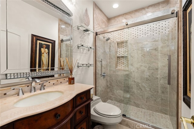 950 Chantel Dr, Corona, CA 92879 - full bath featuring toilet, a stall shower, and vanity