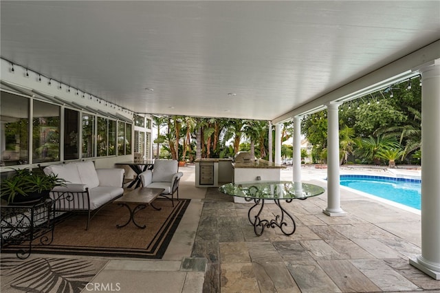 950 Chantel Dr, Corona, CA 92879 - view of patio / terrace featuring an outdoor pool and an outdoor hangout area