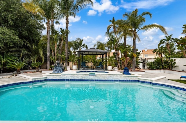 950 Chantel Dr, Corona, CA 92879 - swimming pool featuring a gazebo, an in-ground hot tub, and a patio