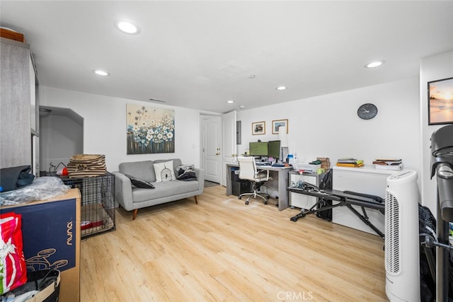 5740 S Glennie Ln Unit C, Los Angeles, CA 90016 - office area with wood finished floors and recessed lighting