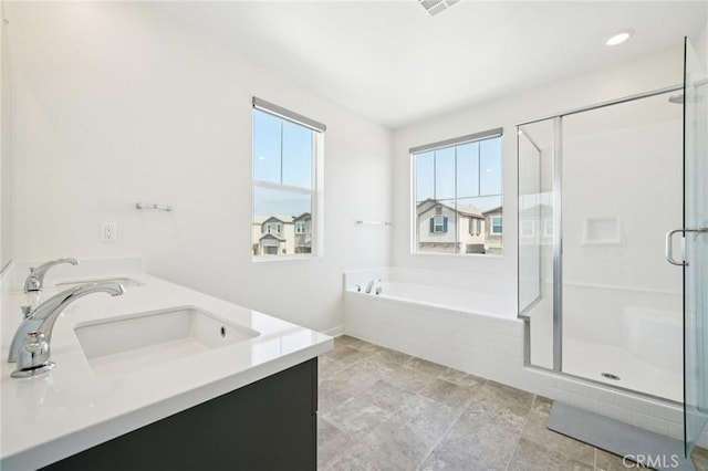 16773 Grapefruit Ln, Fontana, CA 92336 - full bath with a stall shower, a bath, and double vanity