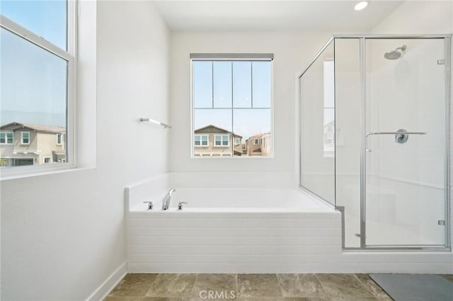 16773 Grapefruit Ln, Fontana, CA 92336 - bathroom with a garden tub and a stall shower