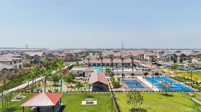 16773 Grapefruit Ln, Fontana, CA 92336 - aerial perspective of suburban area featuring a pool