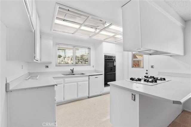 30369 Colina Verde St, Temecula, CA 92592 - kitchen featuring white appliances, a sink, white cabinetry, and light countertops